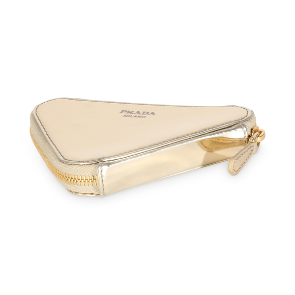 Prada Gold Satin Crystal Embellished Mini Triangular Pouch - Picture 7 of 7
